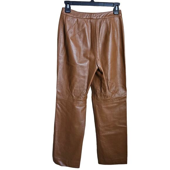 Vintage Leather Pant Carlisle Women Size 4 Tan Brown Boho Lined High Waist Small - Picture 3 of 9